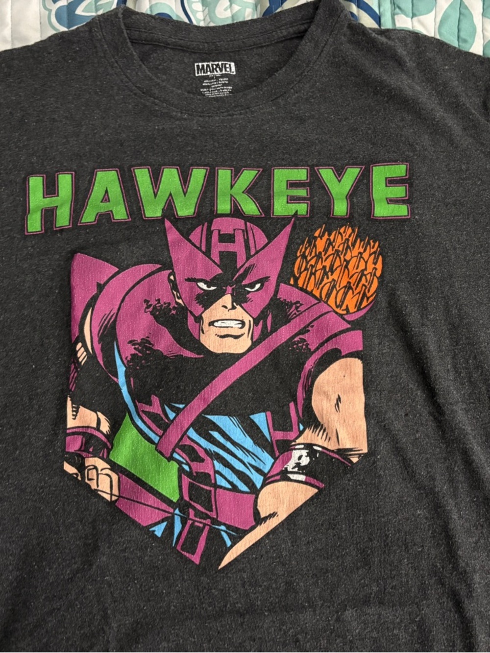 Marvel Hawkeye Charcoal Tee with White Logo